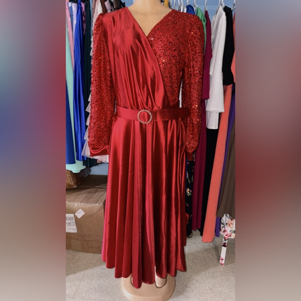 Elegant Red Sequin Dress